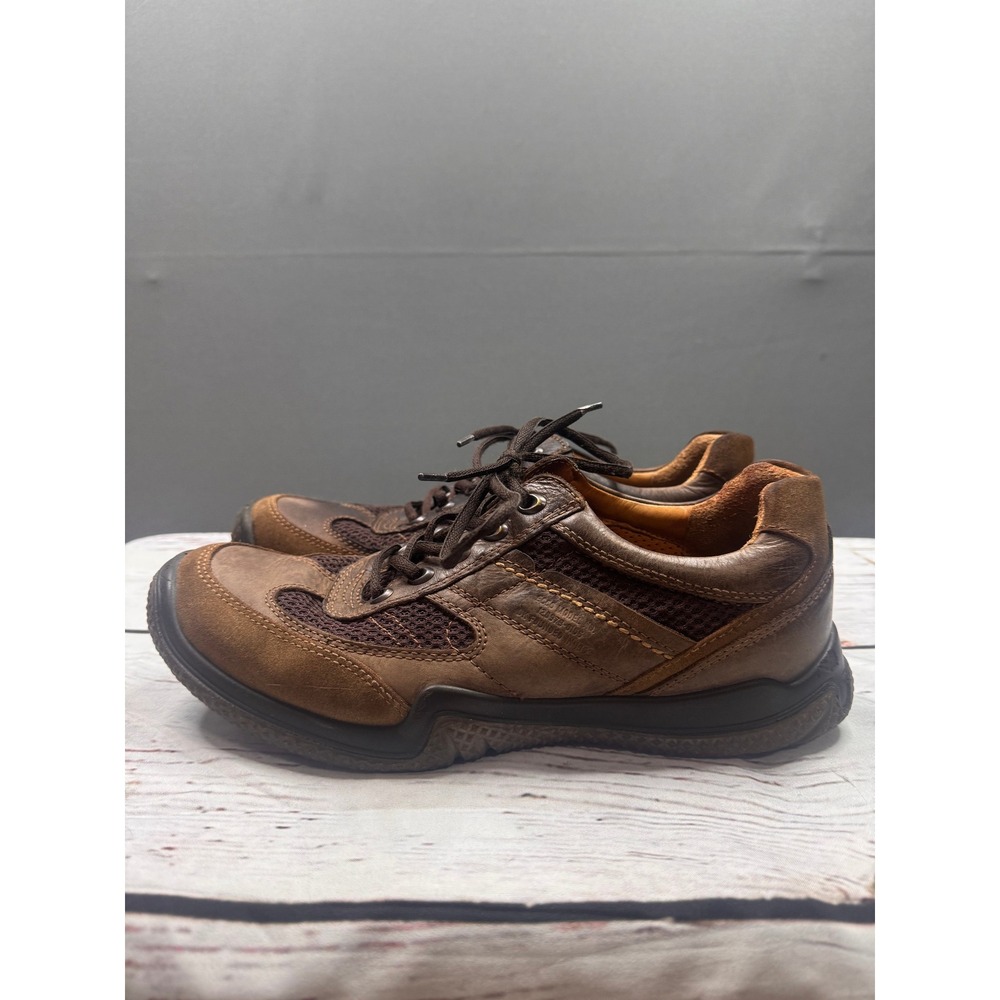 ECCO Mens Brown Leather Mesh Lace Up Walking Shoes Sneakers Size 43